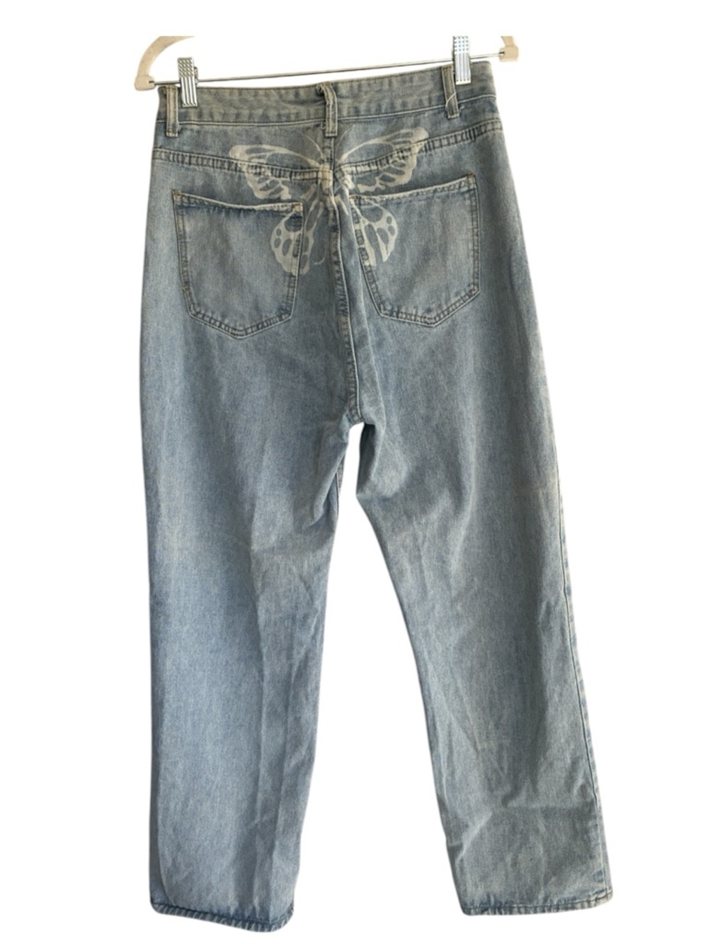 Slouchy Relaxed Grunge Skater High-Rise Light Wash Denim Dad Jeans Size M/L - Picture 3 of 6